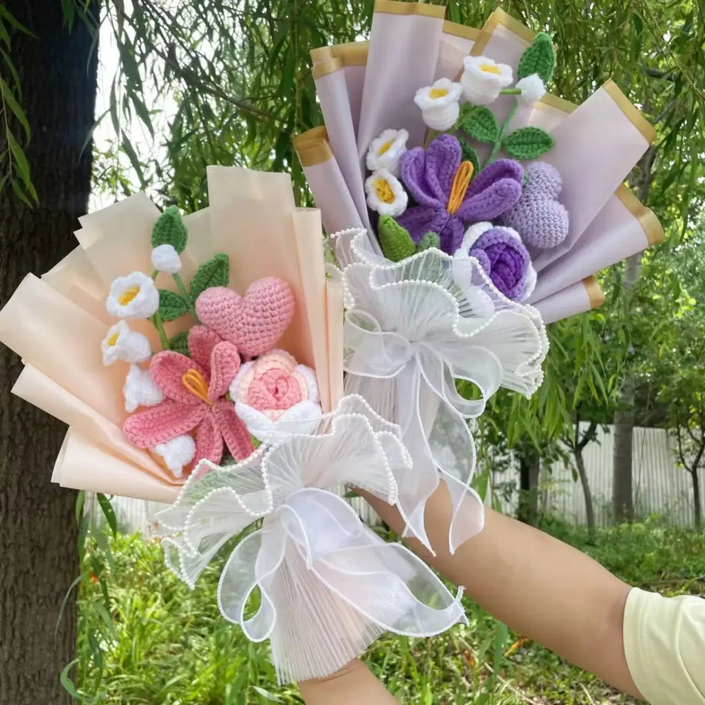 Crochet Rose Bouquet – Handmade Knit Flowers for Valentine's Day