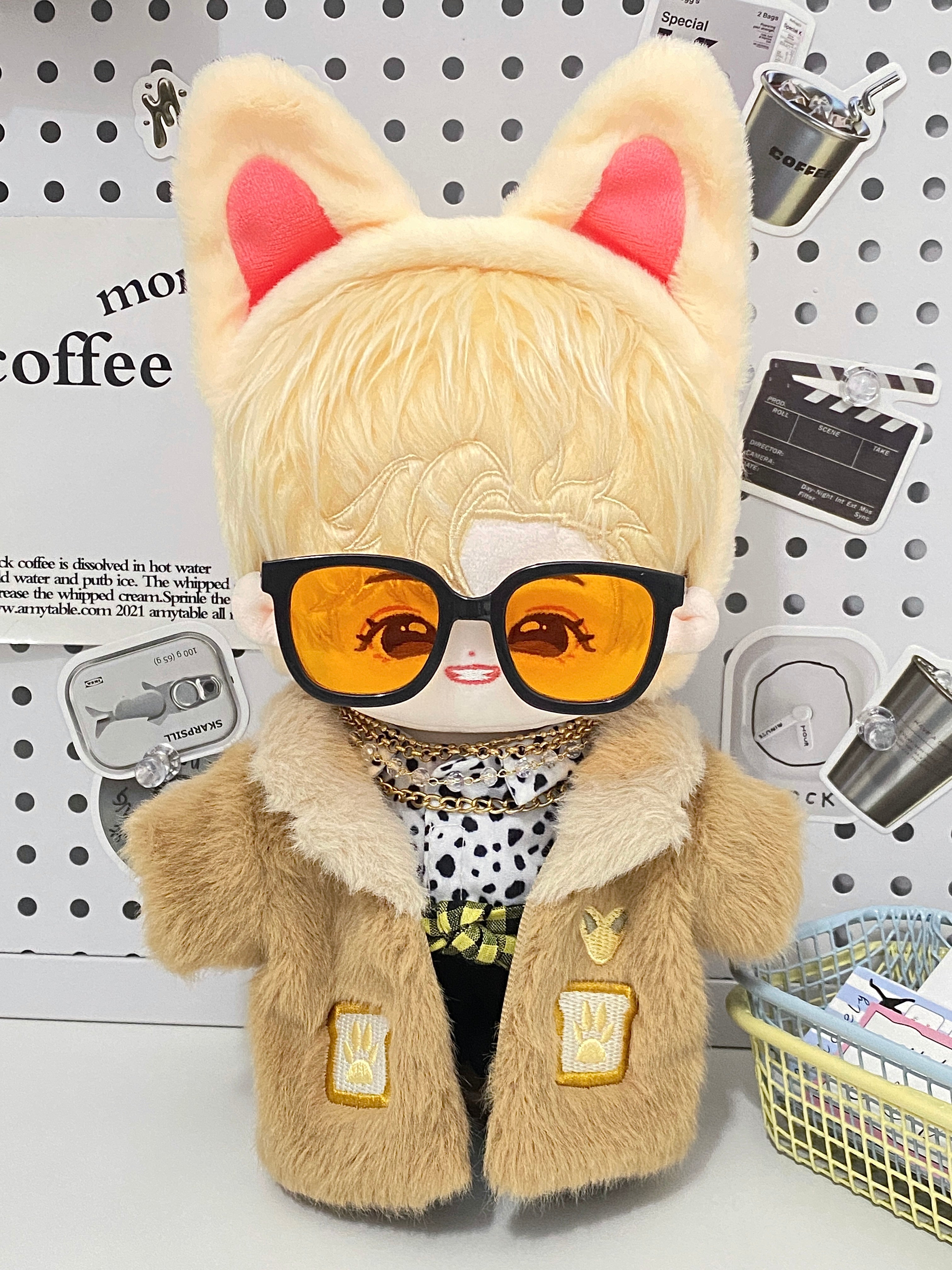 Plushie Accessories - Fox Ear Headband + Fur Coat + Sunglasses Set